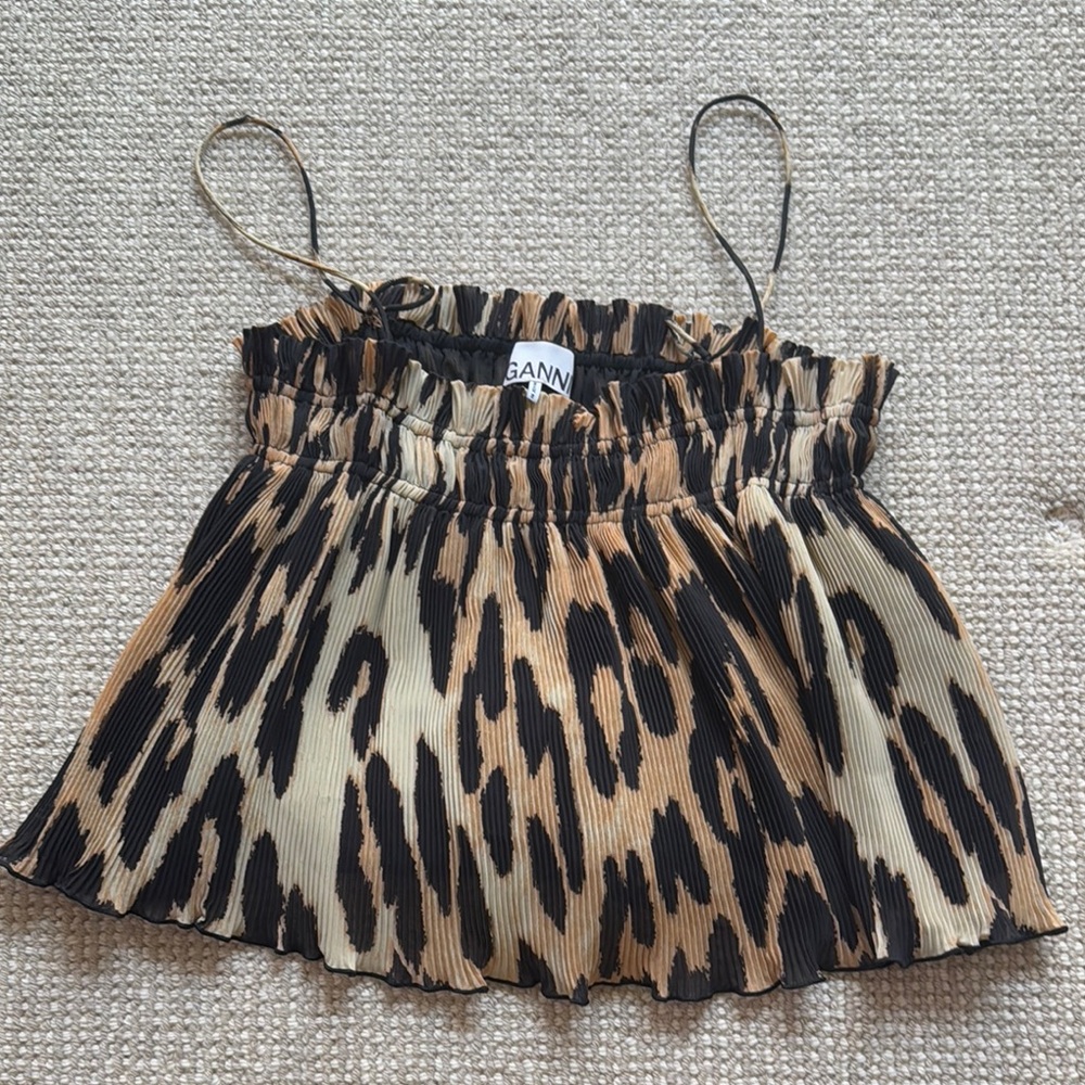 Ganni women’s  Leopard crop top